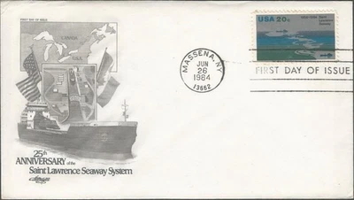 Scott 2091 FDC - 20 cent - 1984 - Saint Lawrence Seaway - FDOI - Image 1 of 2