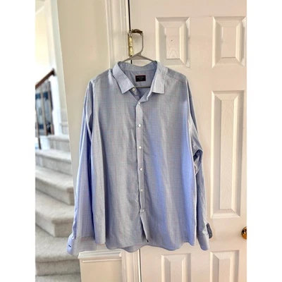 Рубашка на пуговицах UNTUCKit светло-голубая и оранжевая оконная панель клетчатая - Изображение 1 из 4