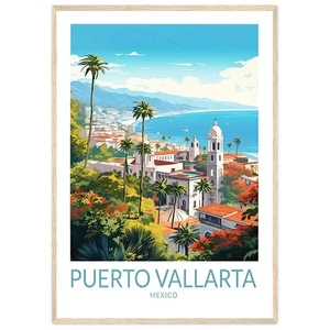 Póster de viaje Puerto Vallarta México Póster de viaje Puerto Vallarta Impresión México - Imagen 1 de 7
