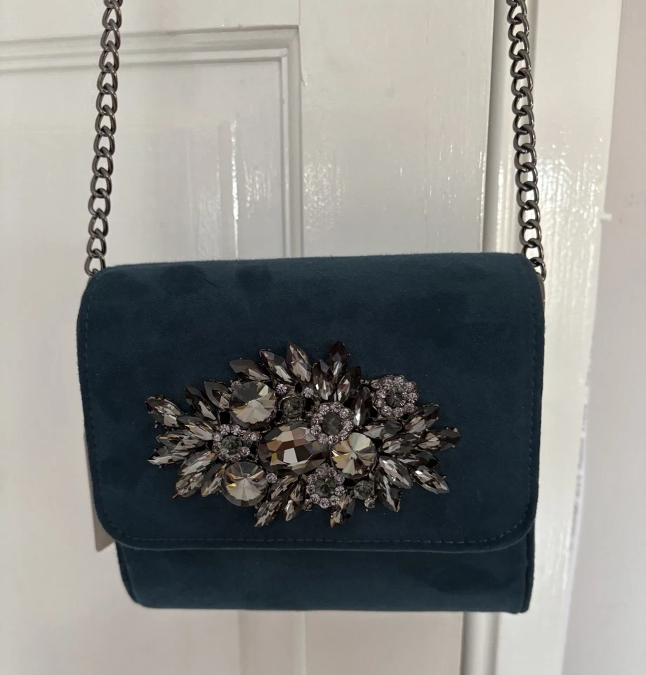 Ladies Blue Jewelled New Look Handbag - Image 1 of 4