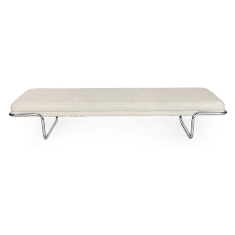Mid-Century Modern Raw Silk & Chrome Daybed Bench by Brayton, circa 1970s Cover