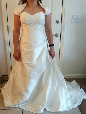 Justin Alexander 8501 真丝 Mikado 连衣裙 12 婚礼新娘正式舞会礼服新品 — 第 1/4 张图片