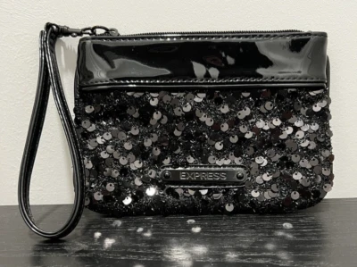 Muñequera Express negra con lentejuelas para mujer pequeña bolso accesorios-usada Foto 1 de 4