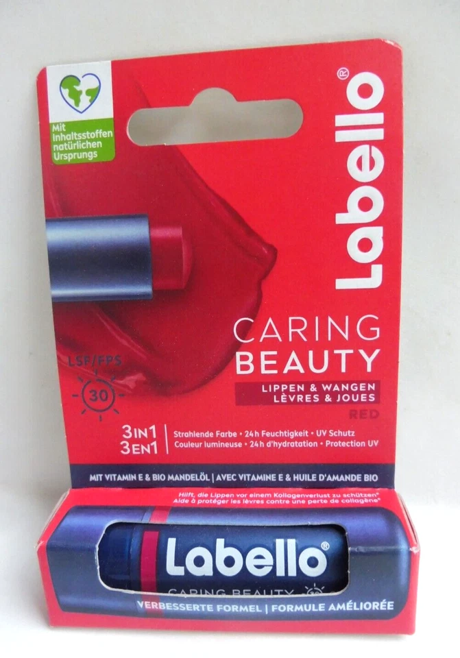Labello Caring Beauty 3 in1 Lippenpflegestift für Lippen und Wangen - ROT - Bild 1 von 1