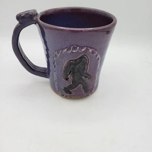 Handmade Artist Signed & Dated Pottery Mug Bigfoot Purple - Picture 1 of 4
