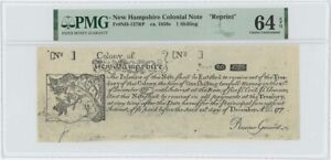 1775 New Hampshire 1 Shilling NH-127 PMG CU 64 EPQ c.1850 Cohen Paul Revere