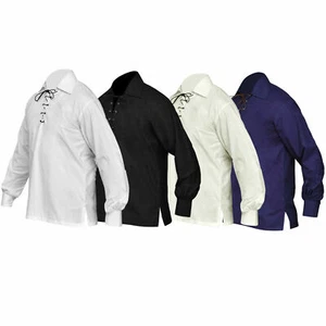 3 Farben Scothish Jacobite Ghillie Kilt Hemd Leder Kordel Größen S - - 5XL - Bild 1 von 11