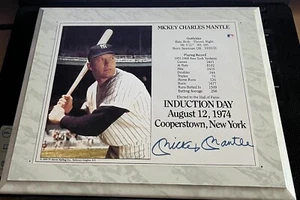 Mickey Mantle Yankees Signed Reprint HOF Induction Day Score Board Plaque "COA" - Picture 1 of 5