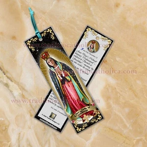 Our Lady of Guadalupe, Mexico laminated Bible scripture bookmark. Statue of Mary - Picture 1 of 3