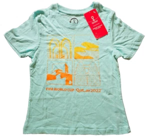 FIFA World Cup Qatar Official Licensed Seafoam Green Youth T-Shirt S-7/8 (RARE) - Picture 1 of 7