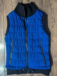 Calvin Klein Womens Indigo Puffer Vest Fall Winter Knit Accents Sz Small Pockets - Picture 1 of 15