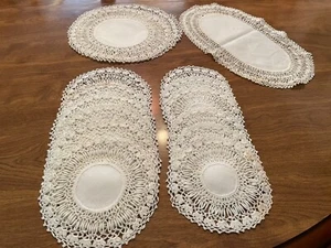 ANTIQUE SET CORONATION CORD & CROCHET COTTON INSERT DESSERT-BREAD ETC HEIRLOOM - Picture 1 of 7