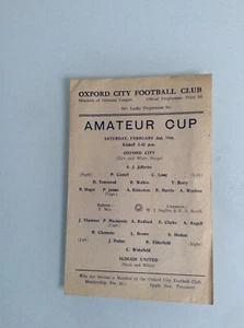 OXFORD CITY V SLOUGH UNITED 02.02.1946 NON LEAGUE GAME AMATEUR CUP ONE PAGER - Picture 1 of 2