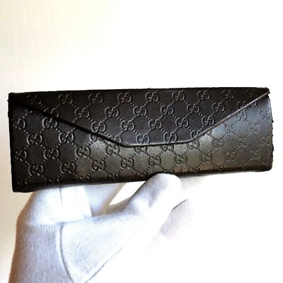 fodero occhiali da sole vista GUCCI box sunglasses custodia case brown small - Imagen 1 de 4