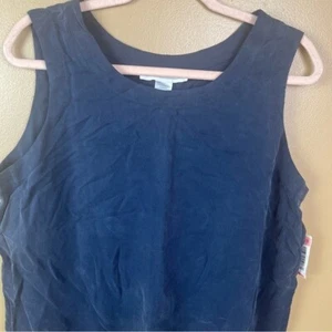 NEW Vintage 100% Silk Tank Navy Blue Women's Large Preston & York - Picture 1 of 11