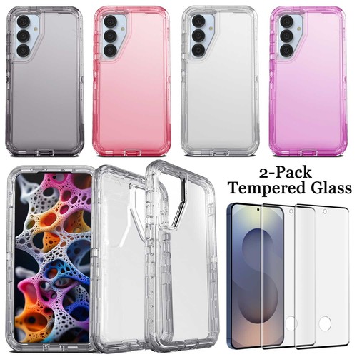 For Samsung Galaxy S25 Plus S25 Ultra Heavy Duty Clear Case Cover Tempered Glass