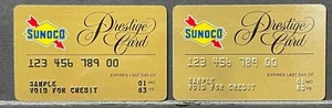 Pair Vintage Sunoco Gasoline Prestige Charge Card Samples - Picture 1 of 2
