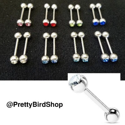 Last set! 16 BARBELL straight multicolor crystal 12G 5/8" Surgical Steel - Image 1 of 4