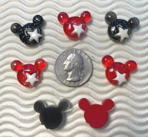20 pcs x 7/8" Resin Mouse Head Flatback Embellishment/w/Star / Mickey Bows SB38B - Picture 1 of 4