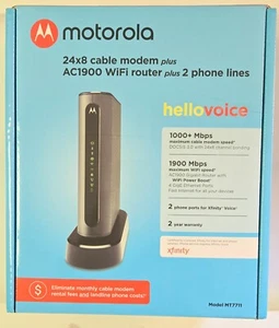 Motorola 24x8 cable modem plus AC1900 WiFi router Model MT7711 - NEW - Picture 1 of 8