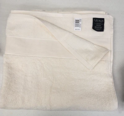 Ralph Lauren Sanders Sólido Antimicrobiano Algodón 35" x 66" Toalla de Baño Sábana Crema Foto 1 de 3