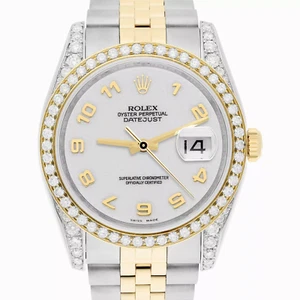 Rolex Datejust 36 mm 116233 Off-White Index Dial Two Tone Diamond Watch - Picture 1 of 10