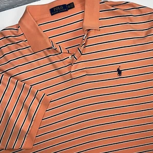 Polo Ralph Lauren Classic Fit Mens Size XXL Peach And Blue Stripe Casual Shirt - Picture 1 of 8