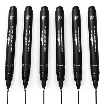 UNIBALL Uni Pin Fineliner Zeichenstift - schwarze Tinte - 1,0 mm Feder - 6er Pack