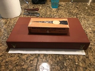 Vintage  Crisloid  1.5" Thick  Backgammon Brown & White Marble Swirl with Board - Image 1 of 4