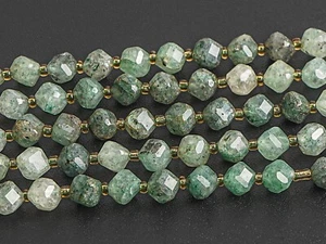 4X6MM Genuine Natural Green Strawberry Quartz Beads AA Faceted Cube Loose Beads - Picture 1 of 3