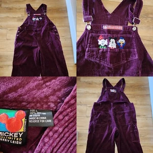 NWOT Disney x Jerry Leigh Mickey Unlimited PURPLE Corduroy Bib Overalls  Women L - Picture 1 of 9