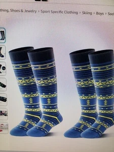 2 pair HIGHCAMP Kids S Ski Snow Socks Winter Outdoor Sports 007 Snowboard Skatin - Picture 1 of 3