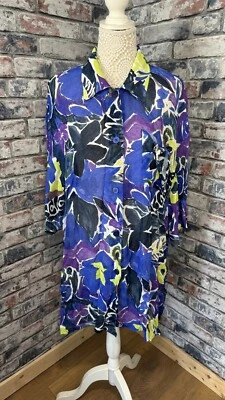 Windsmoor Women’s Watercolour Floral Longline Semi Sheer Blouse Size UK 14 - Image 1 of 4