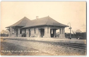 Antique RPPC Pennsylvania Station MT. VERNON, OHIO Railroad Depot 1910s Postcard - Picture 1 of 2