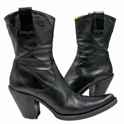 BOTAS VAQUERAS FREE LANCE PARIS WESTERN CUERO NEGRO BOHO VAQUERA TALLA 35.5 5.5 6 Foto 1 de 4