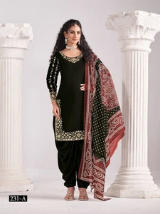 Roman Silk Embroidered Salwar Kameez Suit with Dupatta for Wedding & Partywear - Picture 1 of 33