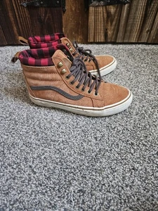 VANS Sk8-Hi MTE Scotchgard Men's 6.5 Woman 8 Brown, Plaid Suede, Size - Picture 1 of 12