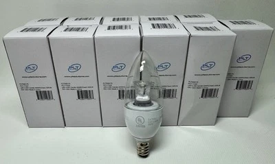 PLT LED Candle Bulb 4.5W 4000K E12 Base 120V 325LM Dimmable Clear 11-Pack New - Image 1 of 4