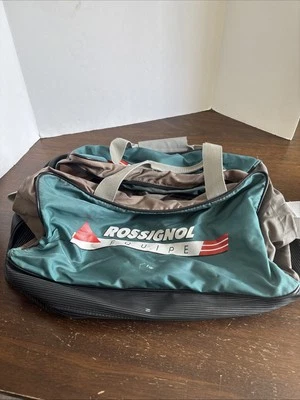 Rossingol Vintage Años 80 90 Bolsa de Esquí de Lona Botas Fondo de Goma Verde Foto 1 de 4