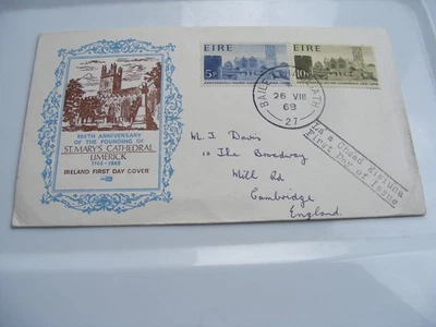 St.Mary's Cathedral Limerick  800th Anniversary Of Founding 1968 First Day Cover - Image 1 of 3