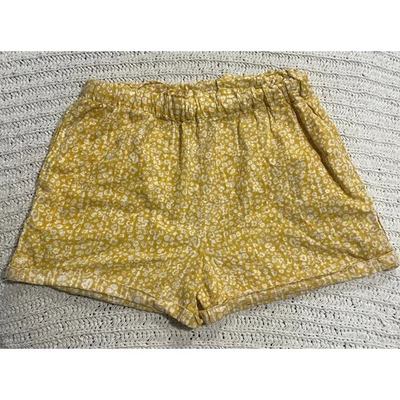 Шорты без застежек женские By Anthropologie размер средний 100% хлопок желтые белые с цветочным рисунком - Изображение 1 из 4