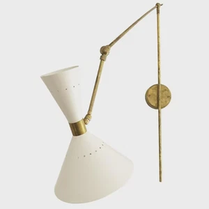 Italian Wall Sconce Light Mid Century Brass Antique Lamp Handmade - Picture 1 of 6