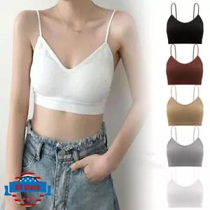 Women Seamless Low Back Bralette Bra Plain Colors Stretchy Crop Top M/L/XL Size - Picture 1 of 17