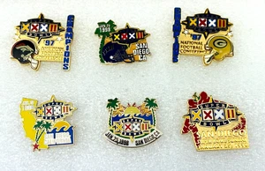 Super Bowl XXXII San Diego, CA Pin Lot of 6 Jan. 25, 1998 Denver vs Green Bay - Picture 1 of 8