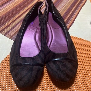 Coach "Poppy" Ballet Flats Size 7 Brown Zebra Print Purple Linning🪻🪻 - Picture 1 of 8