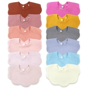12PCS Baby Bibs Drool Bibs for Baby Girl Boy 4-Layer 100% Muslin Cotton Teeth... - Picture 1 of 7