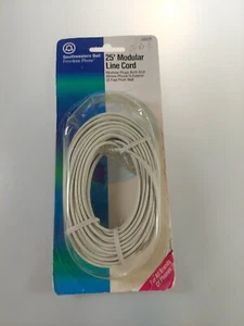 Southwestern Bell Modular White Line Cord 25' Telephone Fax Modem New - Zdjęcie 1 z 3