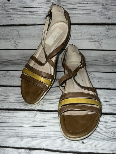 Sandali gladiatore con cinturino marrone e giallo ECCO taglia US 7 7 5 EU 41