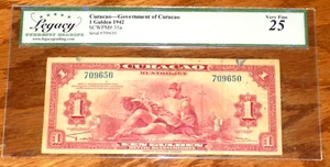 Billete 1942 1 florín gobierno de Curazao selección # 35a legado en estado bastante bueno 25 - Imagen 1 de 4