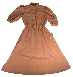 Plaza South by Janalyn A-Line ShirtDress Women's M Orange Silk Blend Vintage 70s - Picture 1 of 9